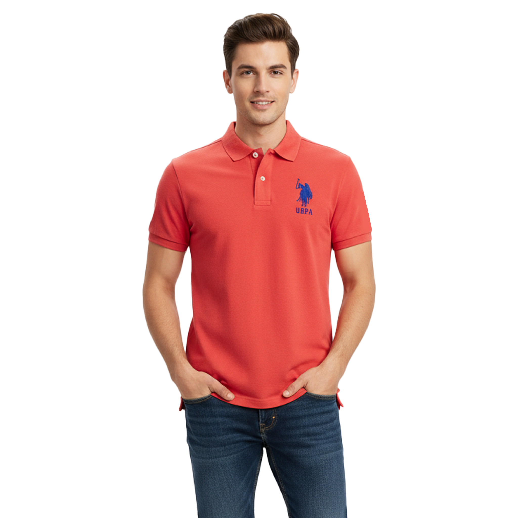 U.S POLO ASSN  PIQUE PRINTED GRAPHIC POLO SHIRT | D.PEACH