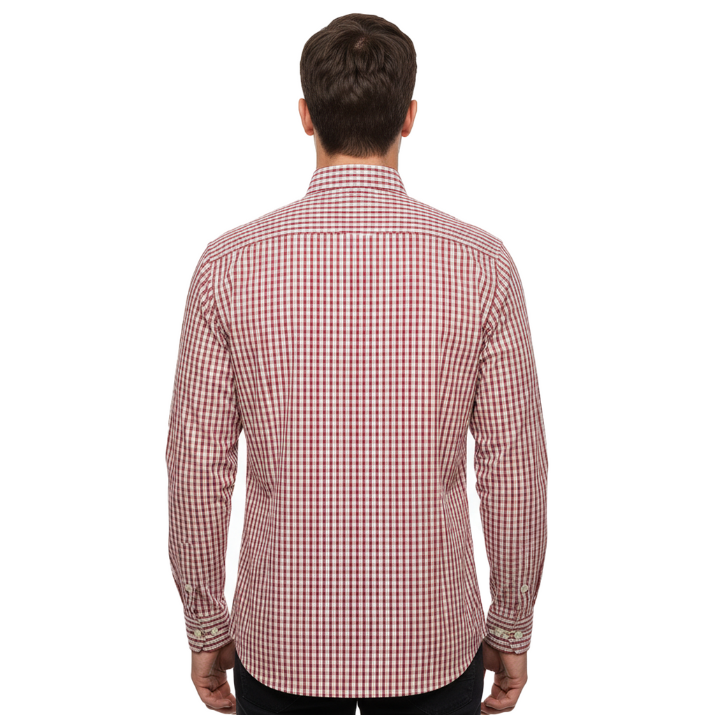 TOMMY HILFIGER MEN’S SLIM FIT RED STRIPED SHIRT | WHITE