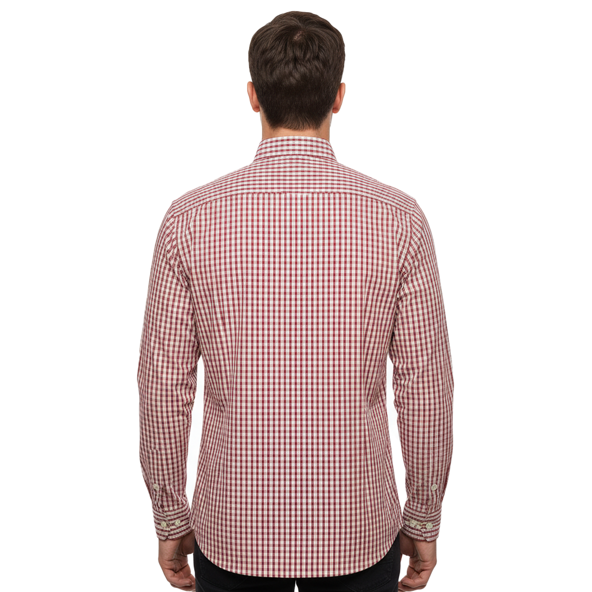 TOMMY HILFIGER MEN’S SLIM FIT RED STRIPED SHIRT | WHITE
