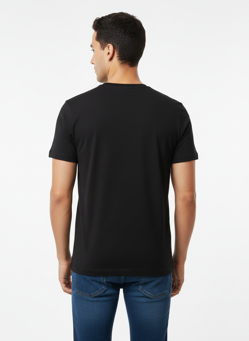 JACK & JONES ORIGINALS BLACK GRAPHIC T-SHIRT FOR MEN