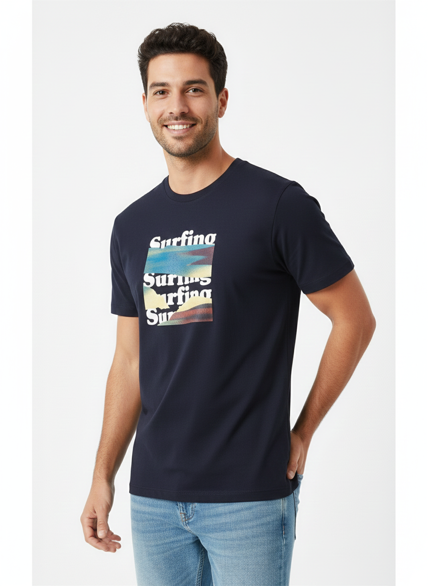 JACK & JONES MEN’S SURFING GRAPHIC T-SHIRT | NAVY BLUE