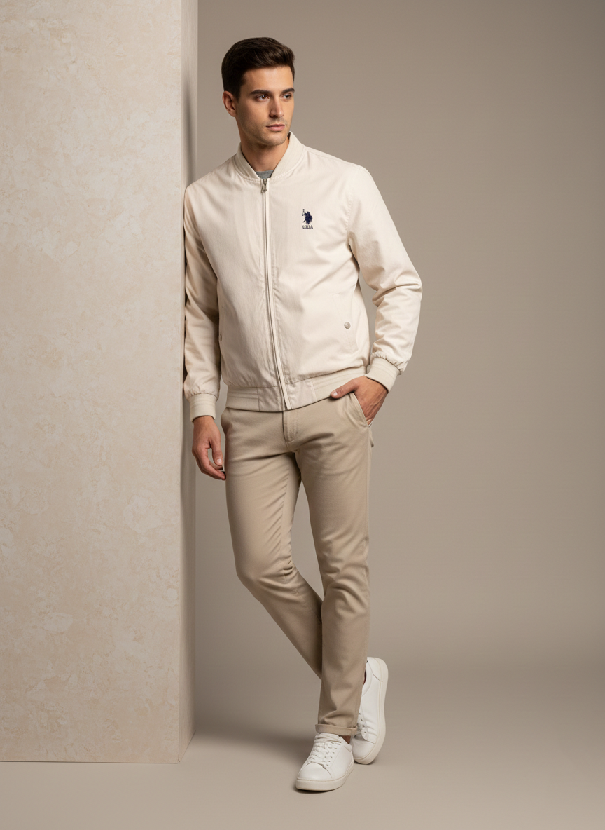 US POLO ASSN. PREMIUM WATER-RESISTANT REVERSIBLE JACKET IMPORTED | BEIGE