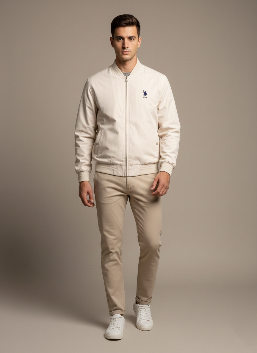 US POLO ASSN. PREMIUM WATER-RESISTANT REVERSIBLE JACKET IMPORTED | BEIGE