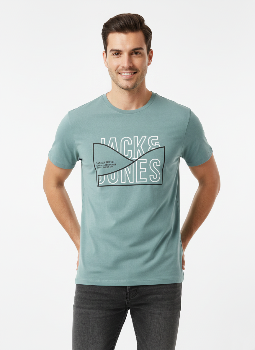 JACK & JONES MEN’S PREMIUM GRAPHIC T-SHIRT | AQUA GREEN