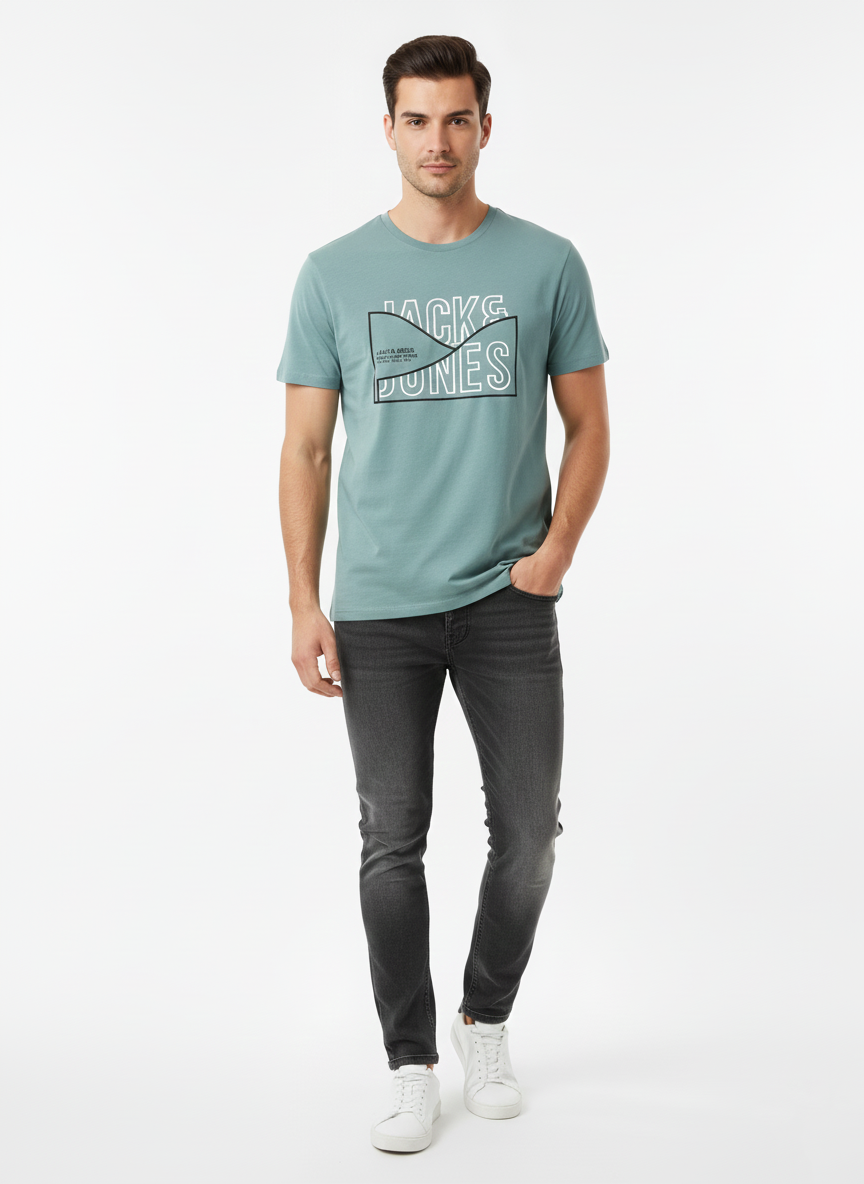 JACK & JONES MEN’S PREMIUM GRAPHIC T-SHIRT | AQUA GREEN