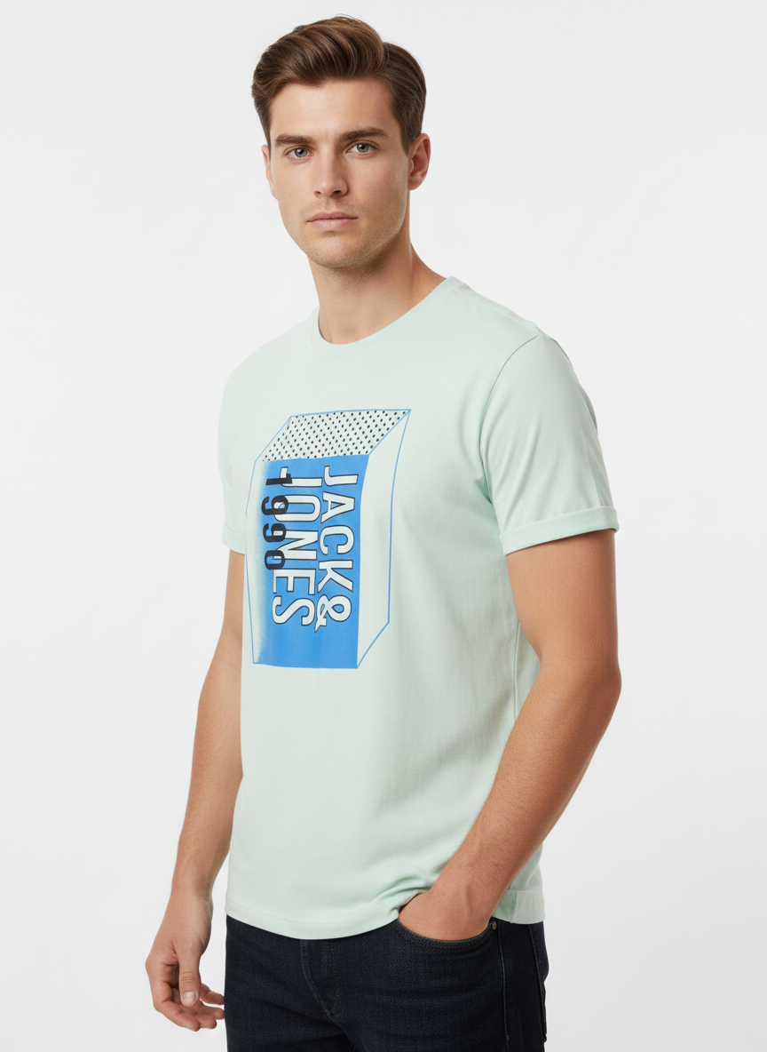 JACK & JONES MEN’S PREMIUM GRAPHIC T-SHIRT | MINT GREEN