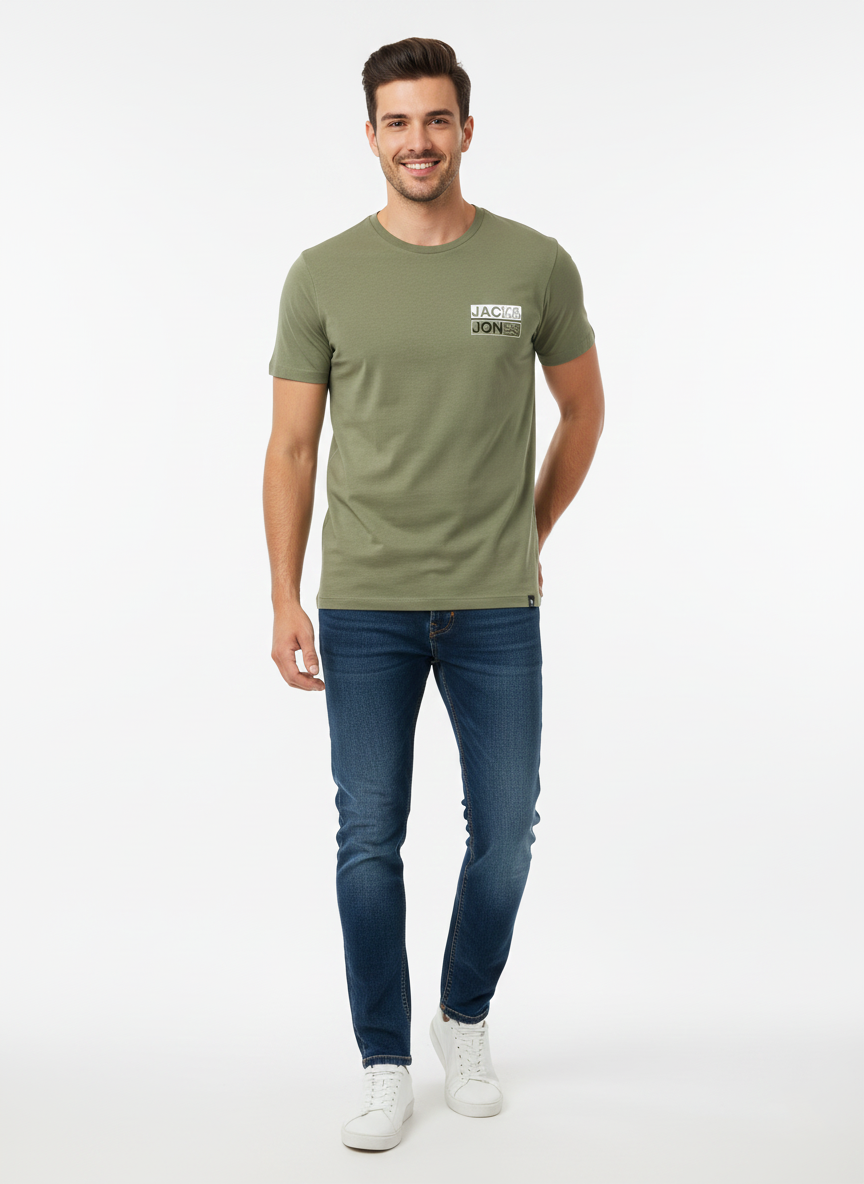 JACK & JONES MENS PREMIUM LOGO T-SHIRT | OLIVE GREEN