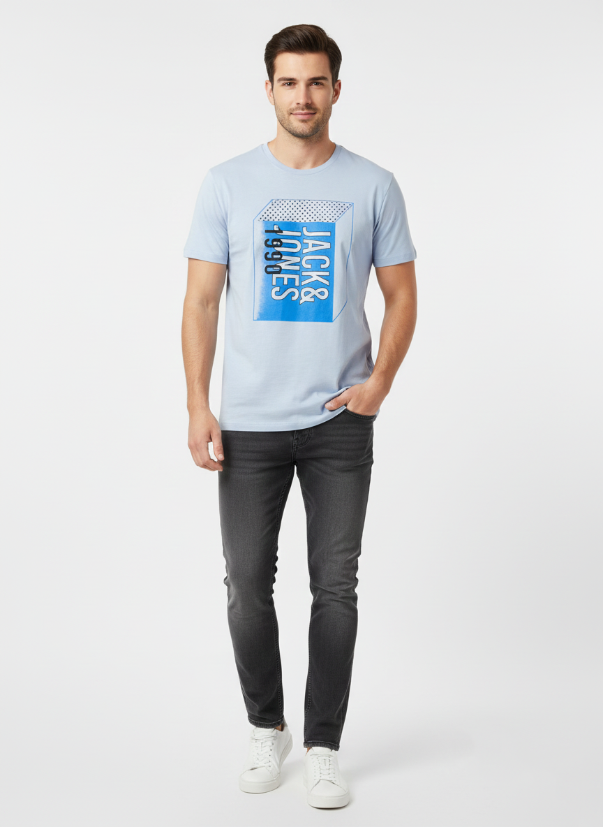 JACK & JONES MEN’S PREMIUM GRAPHIC T-SHIRT | LIGHT BLUE