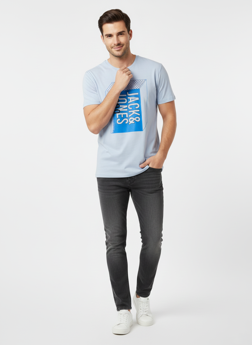 JACK & JONES MEN’S PREMIUM GRAPHIC T-SHIRT | LIGHT BLUE