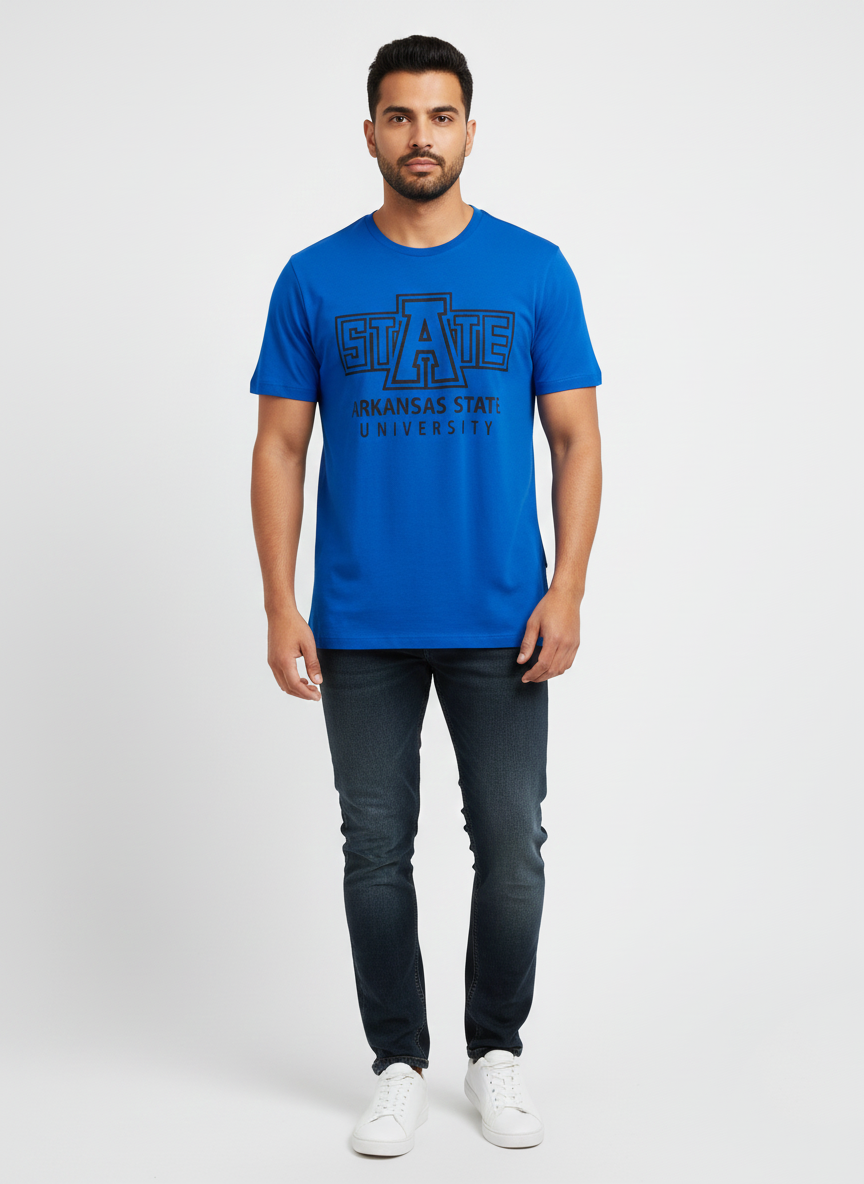 JACK & JONES MEN’S PREMIUM GRAPHIC T-SHIRT | ARKANSAS STATE UNIVERSITY PRINT | BLUE