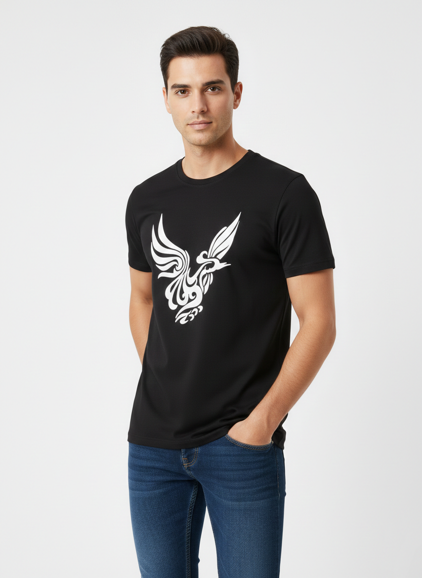 JACK & JONES PREMIUM GRAPHIC T-SHIRT – MODERN EAGLE DESIGN | BLACK