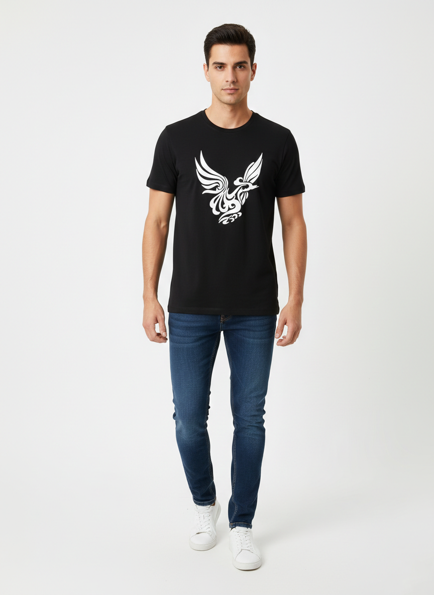 JACK & JONES PREMIUM GRAPHIC T-SHIRT – MODERN EAGLE DESIGN | BLACK