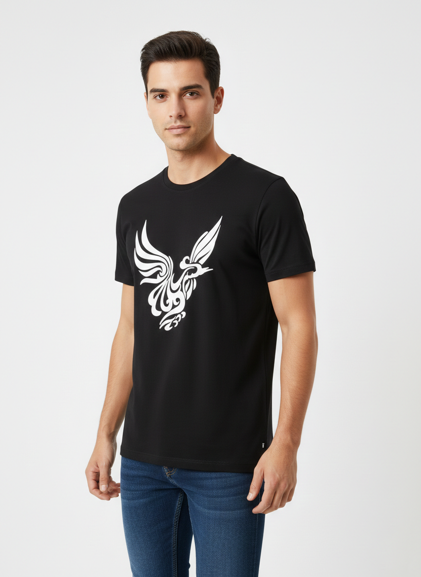 JACK & JONES PREMIUM GRAPHIC T-SHIRT – MODERN EAGLE DESIGN | BLACK