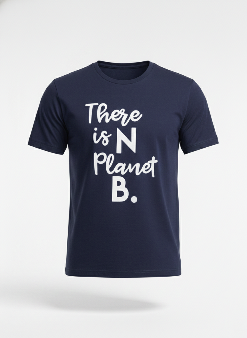 JACK & JONES ''THERE IS NO PLANET B'' PRINTED PREMIUM T-SHIRT FOR MEN | BLUE