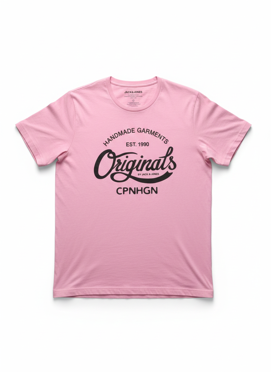 JACK & JONES MEN'S PREMIUM  GRAPHIC T-SHIR | PINK