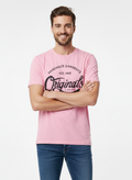 JACK & JONES MEN'S PREMIUM  GRAPHIC T-SHIR | PINK