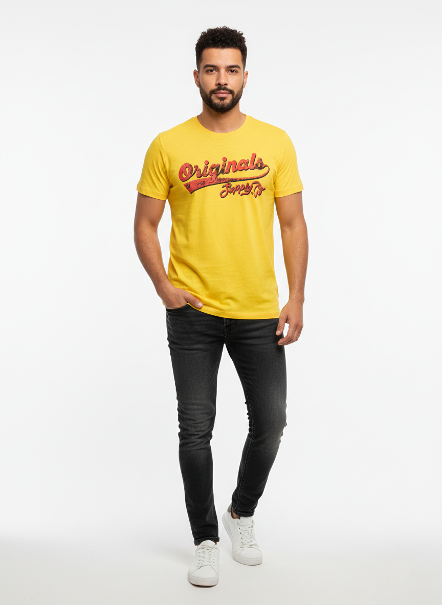 JACK & JONES ORIGINALS MEN'S GRAPHIC T-SHIRT | YELLOW