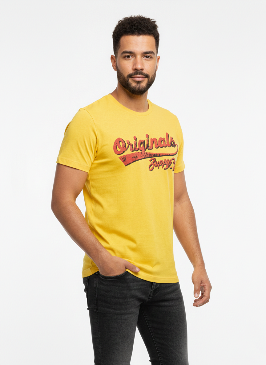 JACK & JONES ORIGINALS MEN'S GRAPHIC T-SHIRT | YELLOW