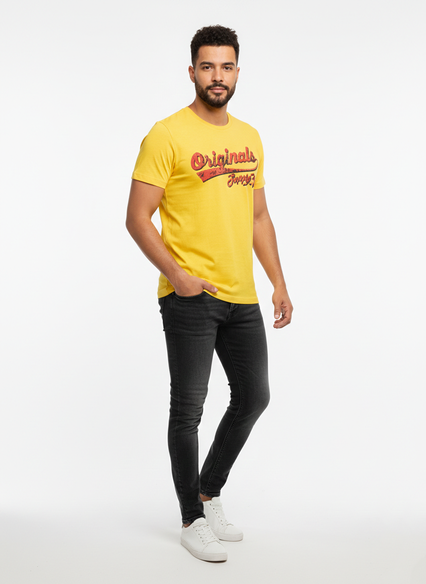 JACK & JONES ORIGINALS MEN'S GRAPHIC T-SHIRT | YELLOW