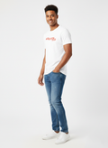 JACK & JONES PRINTED ROUND NECK T-SHIRT FOR MEN - '' TAKE WHAT YOU NEED''  | WHITE