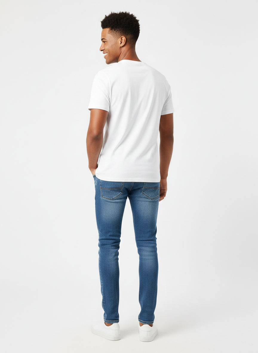 JACK & JONES PRINTED ROUND NECK T-SHIRT FOR MEN - '' TAKE WHAT YOU NEED''  | WHITE