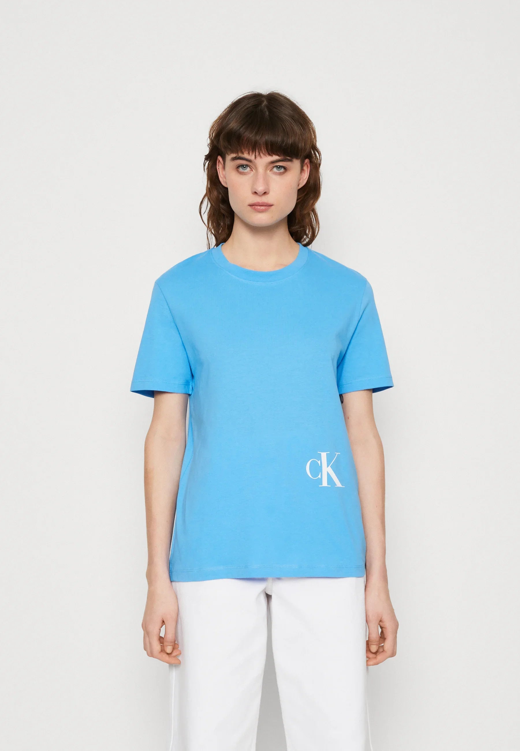 CALVIN KLEIN JEANS-COLOR OFF PLACED MONOGRAM TEE-SHIRT | BLUE CRUSH
