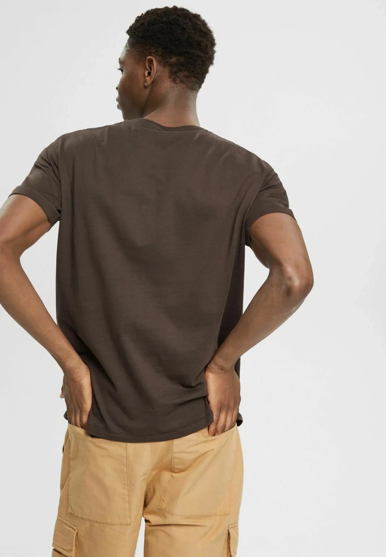 ESPRIT MEN T-SHIRT FRONT PRINT | BROWN