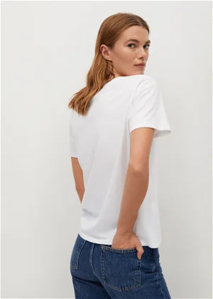 MANGO ETHICAL PRINTED GREEN T-SHIRT | WHITE