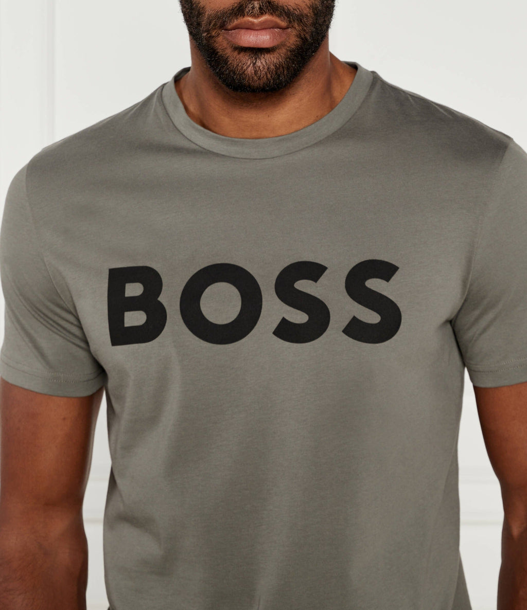 HUGO BOSS COTTON JERSEY REGULAR-FIT T-SHIRT WITH SPF 50+ UV PROTECTION | DARK GREY