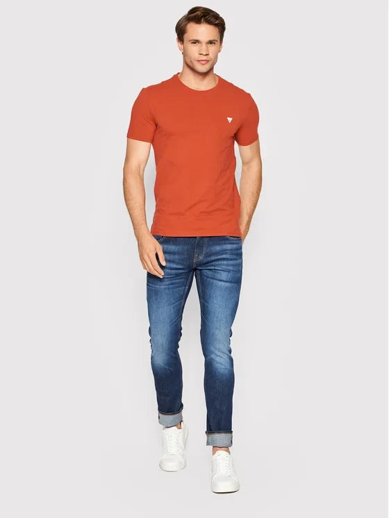 GUESS MEN'S ROT SUPER SLIM FIT T-SHIRT | CORAL ORANGE