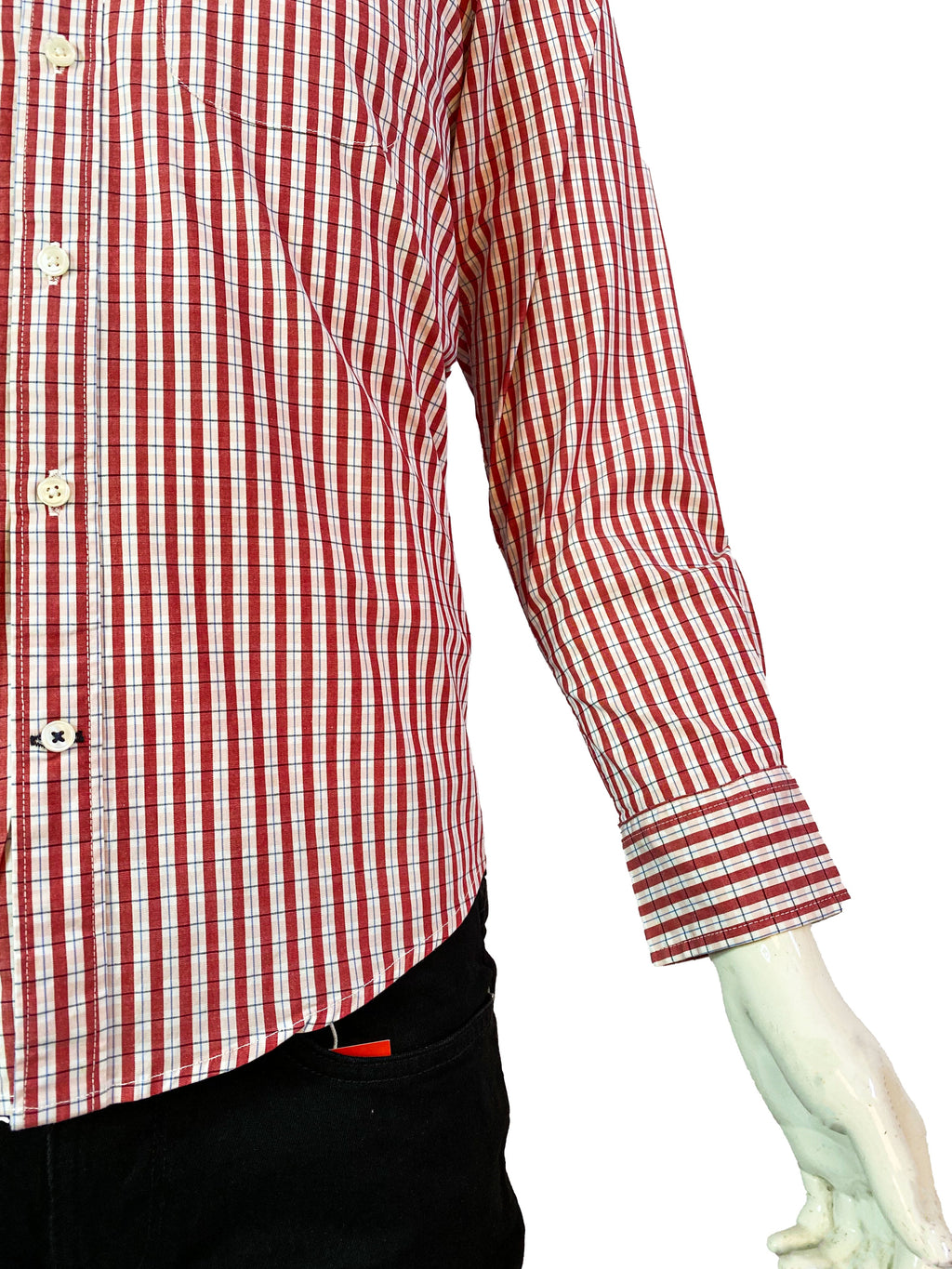 TOMMY HILFIGER MEN’S SLIM FIT RED STRIPED SHIRT | WHITE