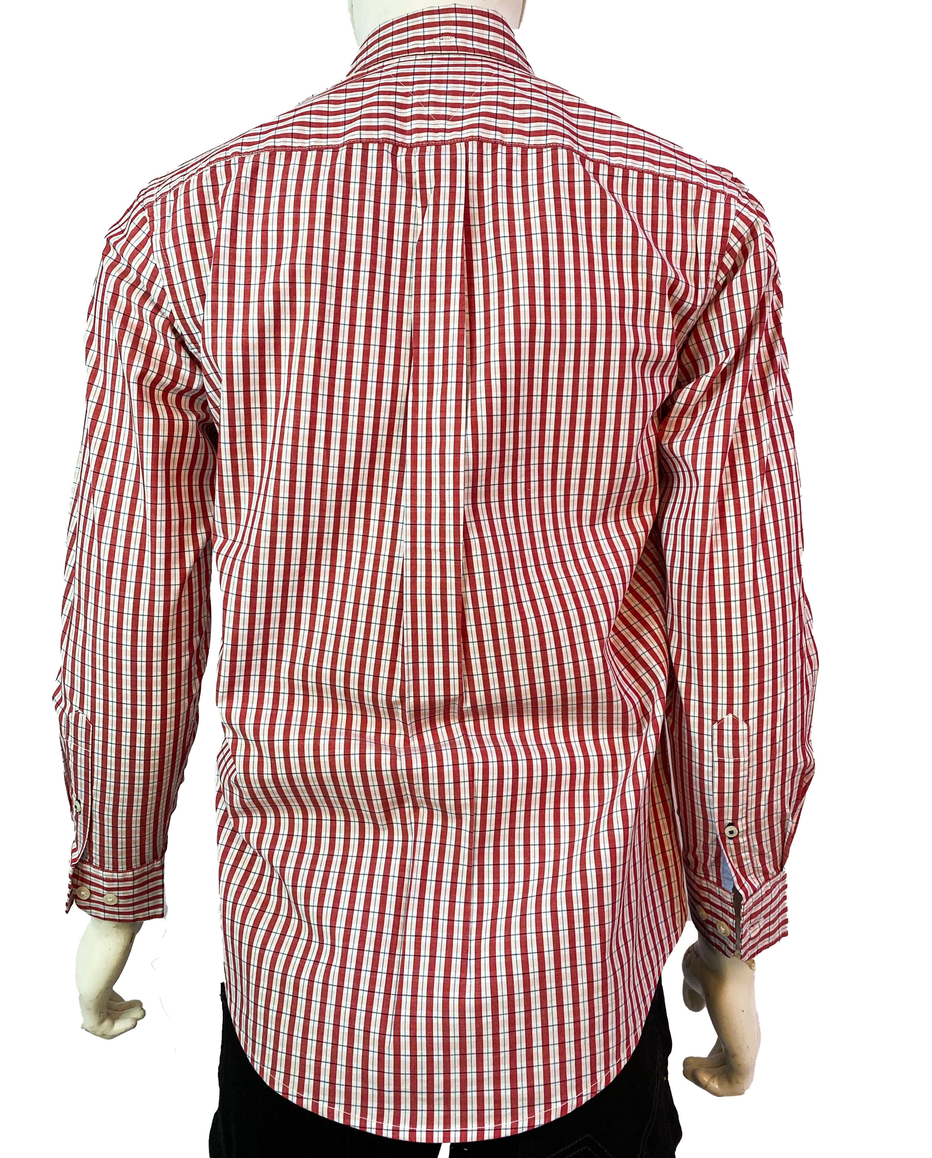 TOMMY HILFIGER MEN’S SLIM FIT RED STRIPED SHIRT | WHITE