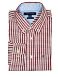 TOMMY HILFIGER MEN’S SLIM FIT RED STRIPED SHIRT | WHITE