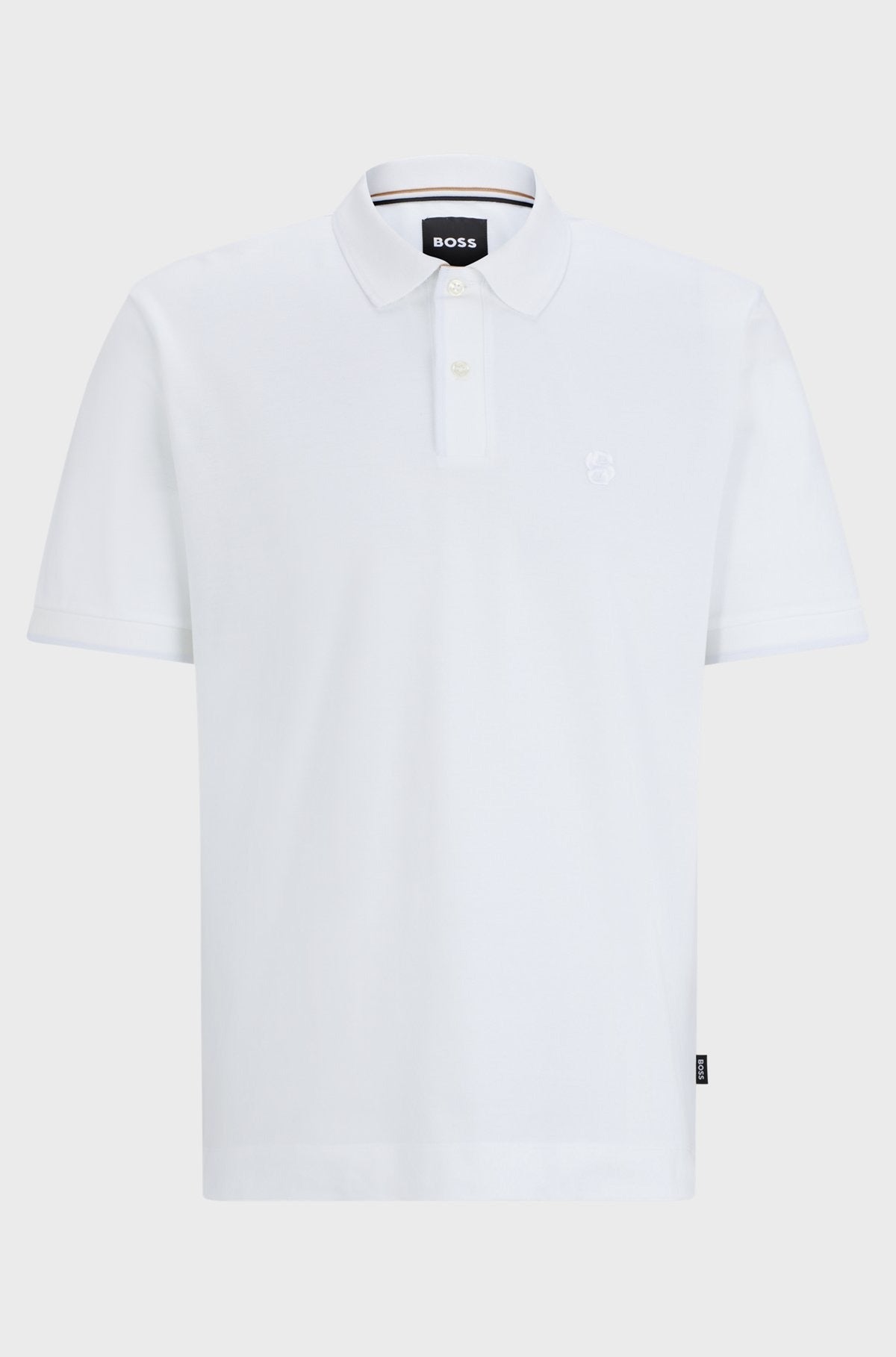 HUGO BOSS - MERCERISED-COTTON POLO SHIRT WITH EMBROIDERED DOUBLE MONOGRAM | WHITE