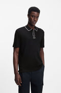 HUGO BOSS LUXURY CUXURY COTTON POLO SHIRT WITH CONTRAST TRIMS | BLACK