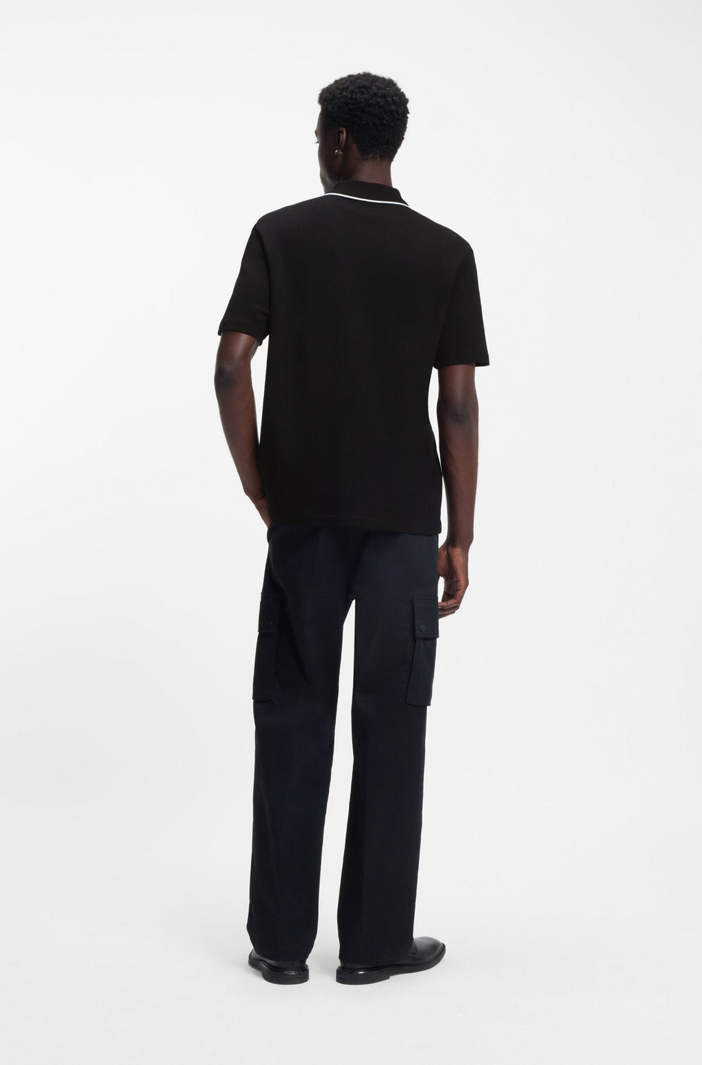 HUGO BOSS LUXURY CUXURY COTTON POLO SHIRT WITH CONTRAST TRIMS | BLACK