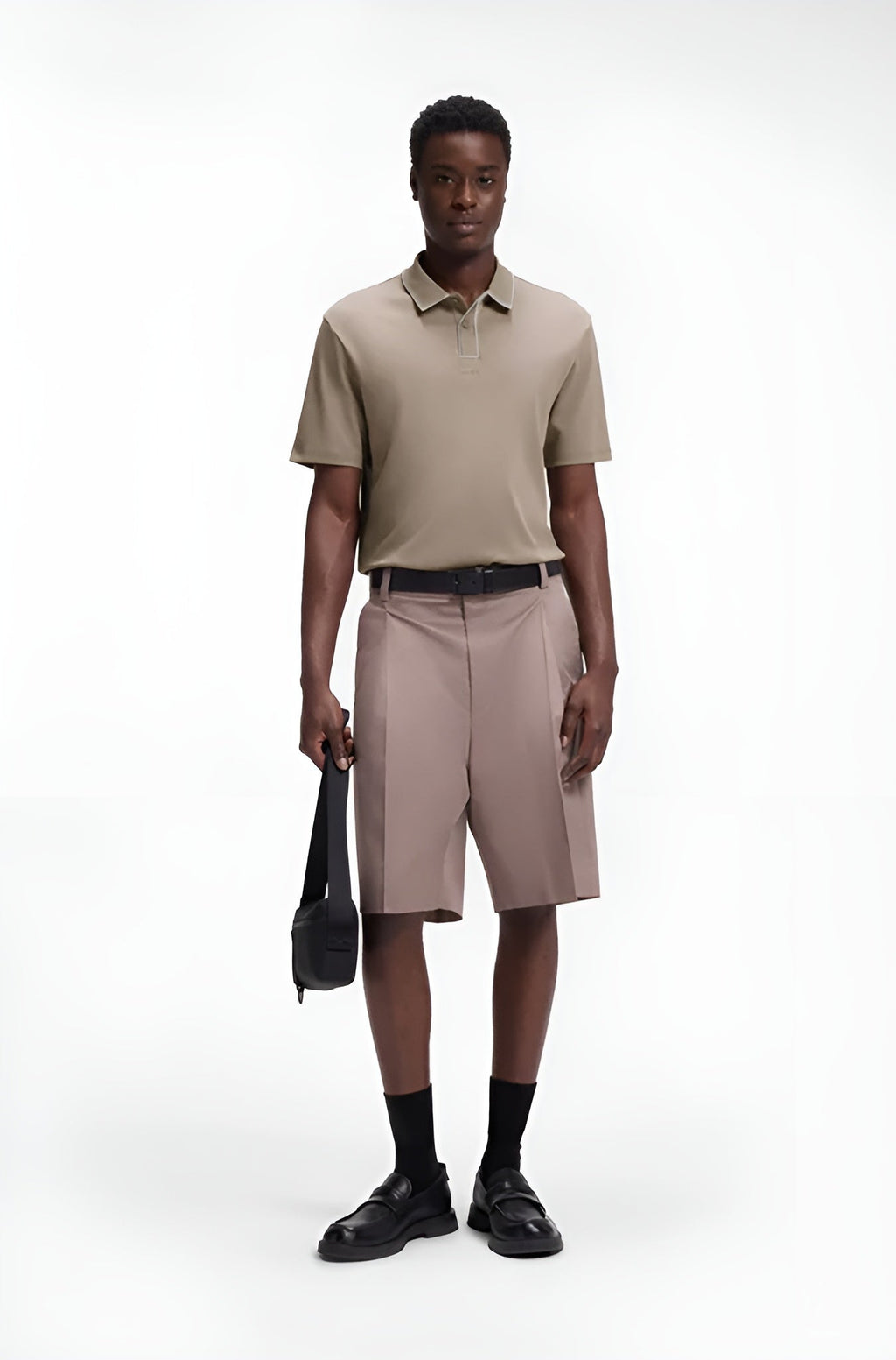 HUGO BOSS LUXURY CUXURY COTTON POLO SHIRT WITH CONTRAST TRIMS | BROWN