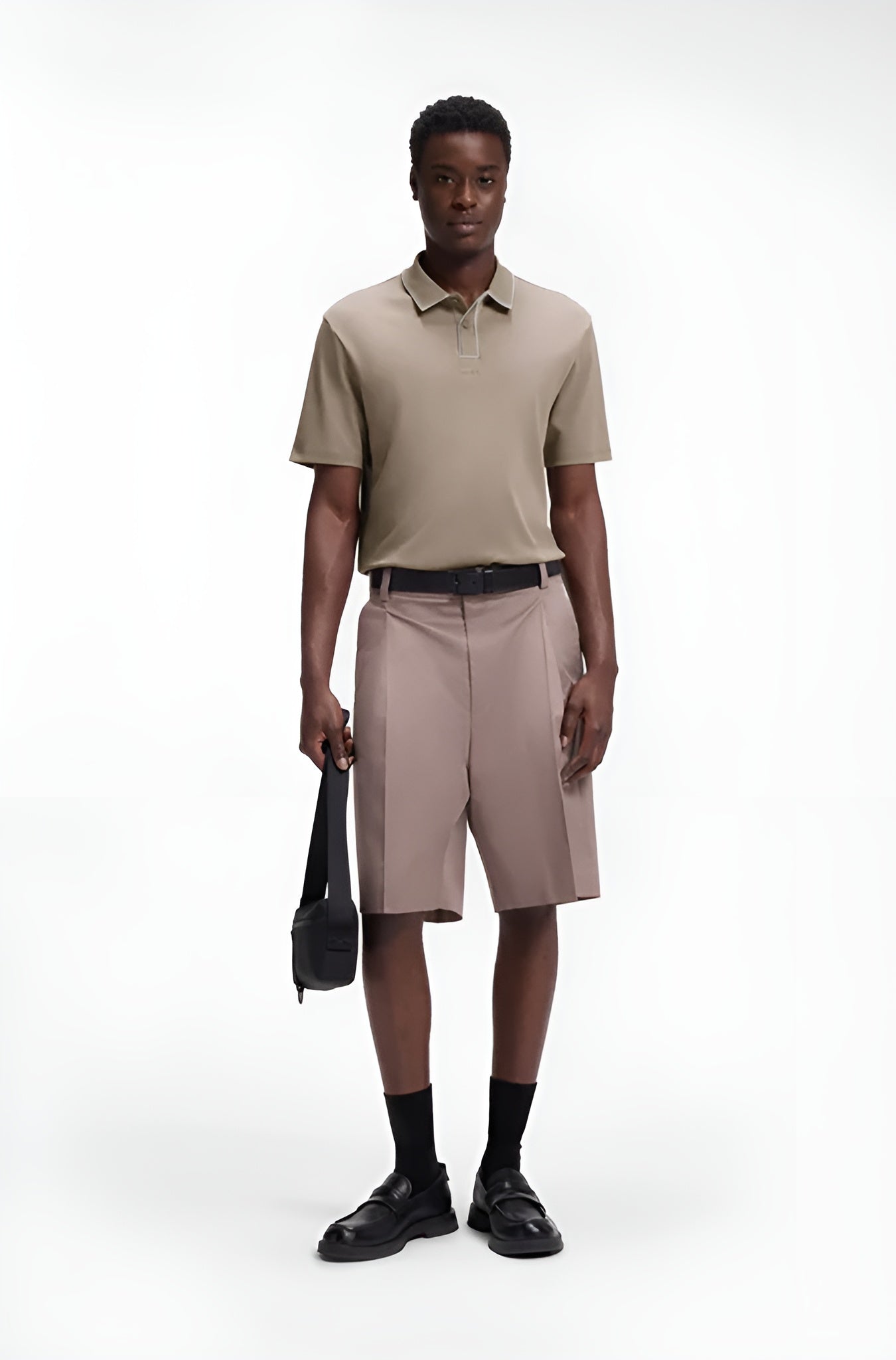 HUGO BOSS LUXURY CUXURY COTTON POLO SHIRT WITH CONTRAST TRIMS | BROWN