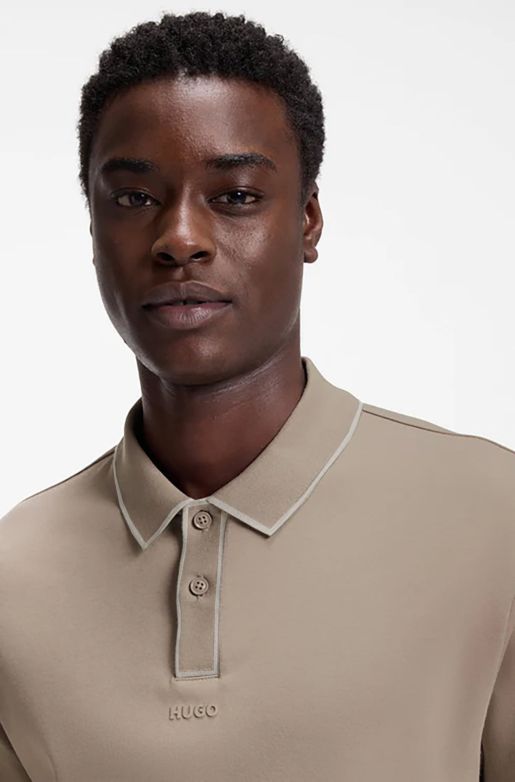 HUGO BOSS LUXURY CUXURY COTTON POLO SHIRT WITH CONTRAST TRIMS | BROWN