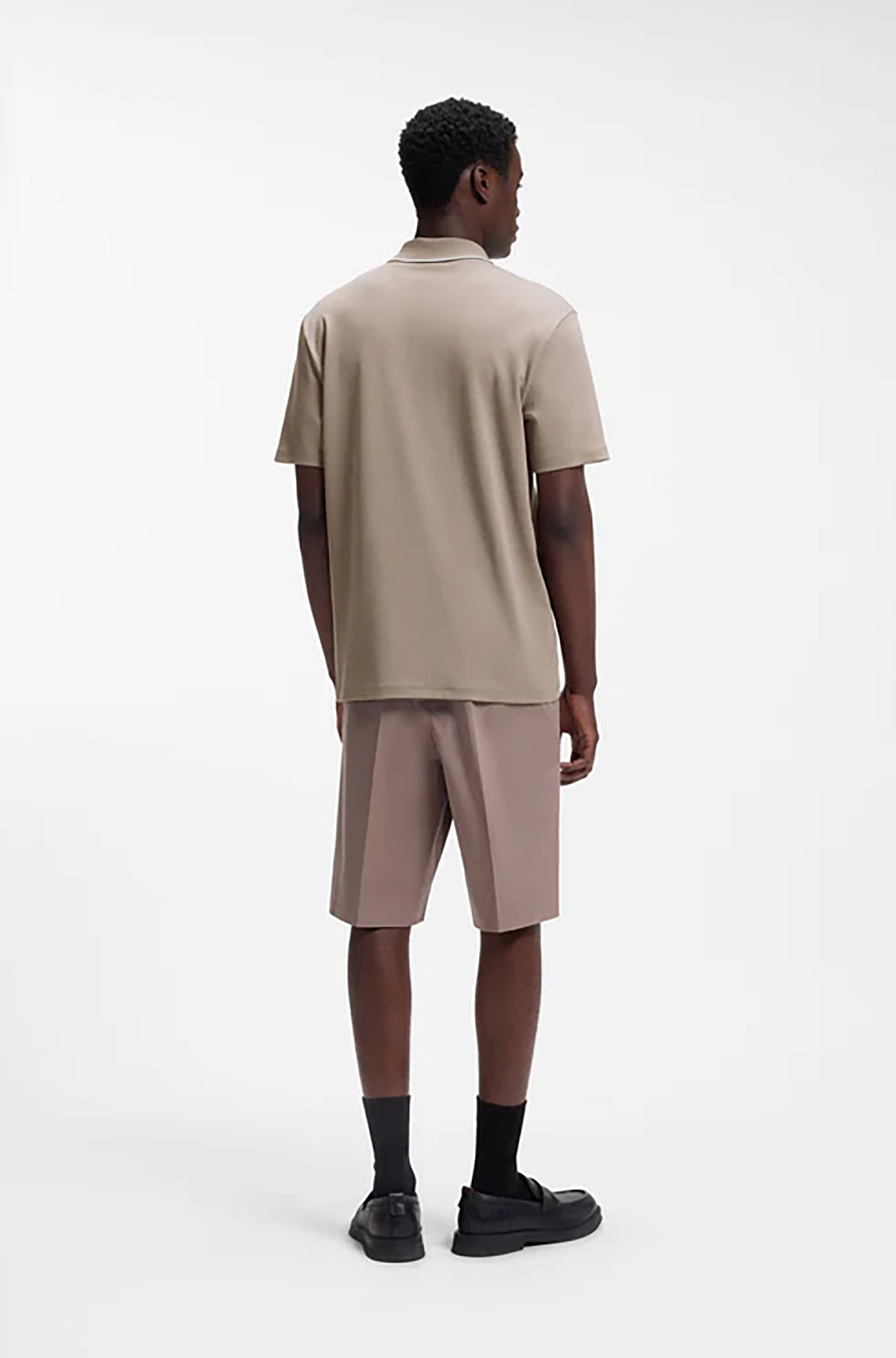 HUGO BOSS LUXURY CUXURY COTTON POLO SHIRT WITH CONTRAST TRIMS | BROWN