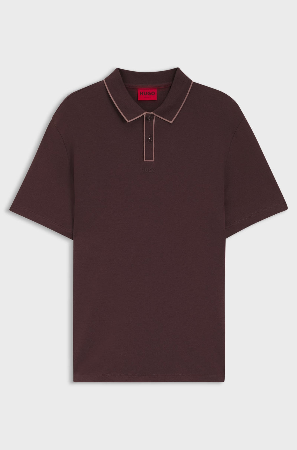 HUGO BOSS LUXURY CUXURY COTTON POLO SHIRT WITH CONTRAST TRIMS | DARK MAROON