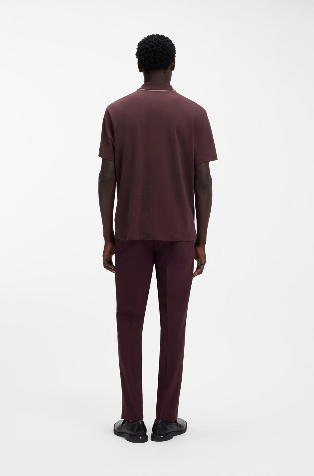 HUGO BOSS LUXURY CUXURY COTTON POLO SHIRT WITH CONTRAST TRIMS | DARK MAROON