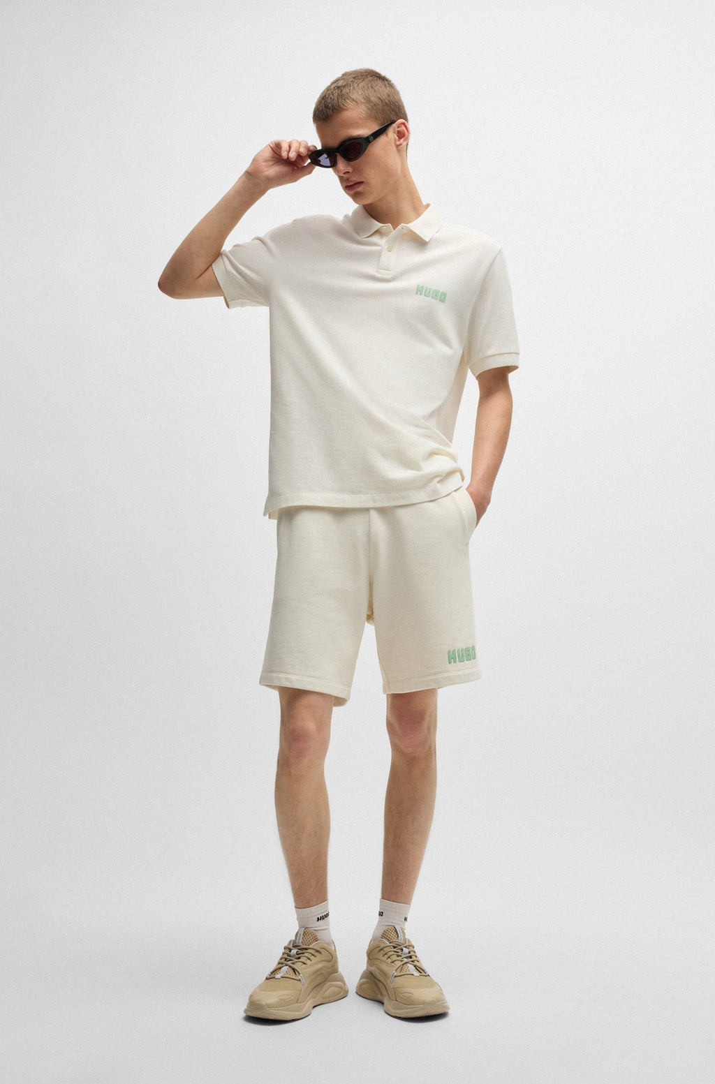 HUGO BOSS COTTON - PIQUE POLO SHIRT WITH LOGO PRINT | WHITE
