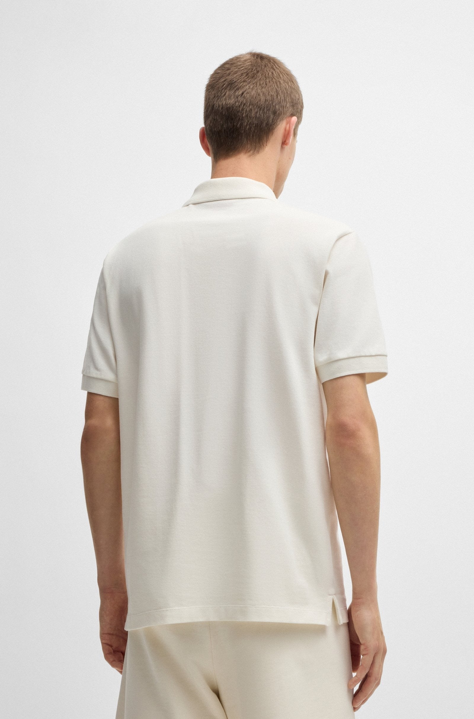 HUGO BOSS COTTON - PIQUE POLO SHIRT WITH LOGO PRINT | WHITE