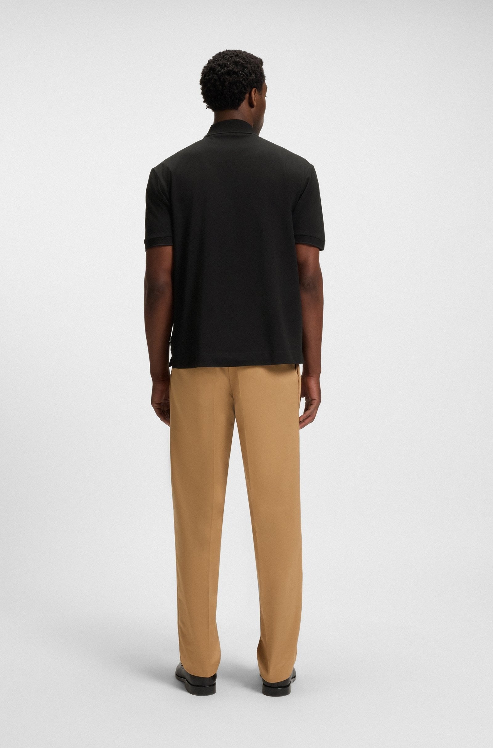 HUGO BOSS COTTON PIQUE POLO SHIRT WITH DOUBLE B MONOGRAM | BLACK