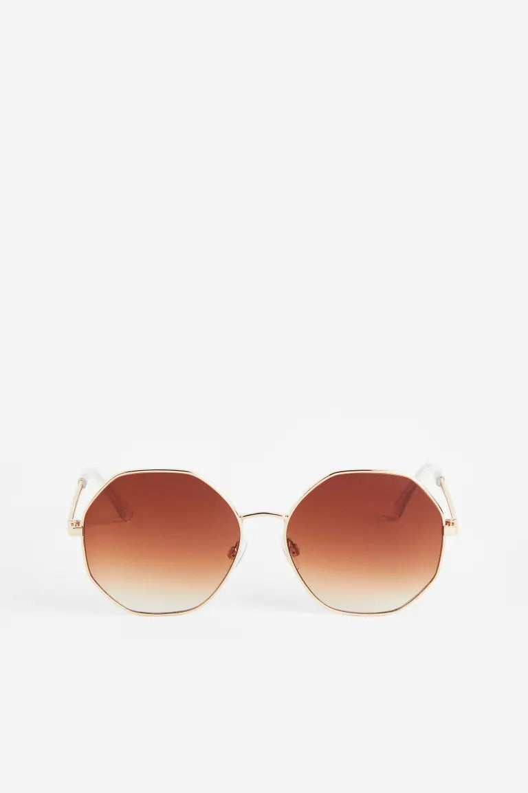 H&M SLIM-FRAME SUNGLASSES BROWN / GOLD