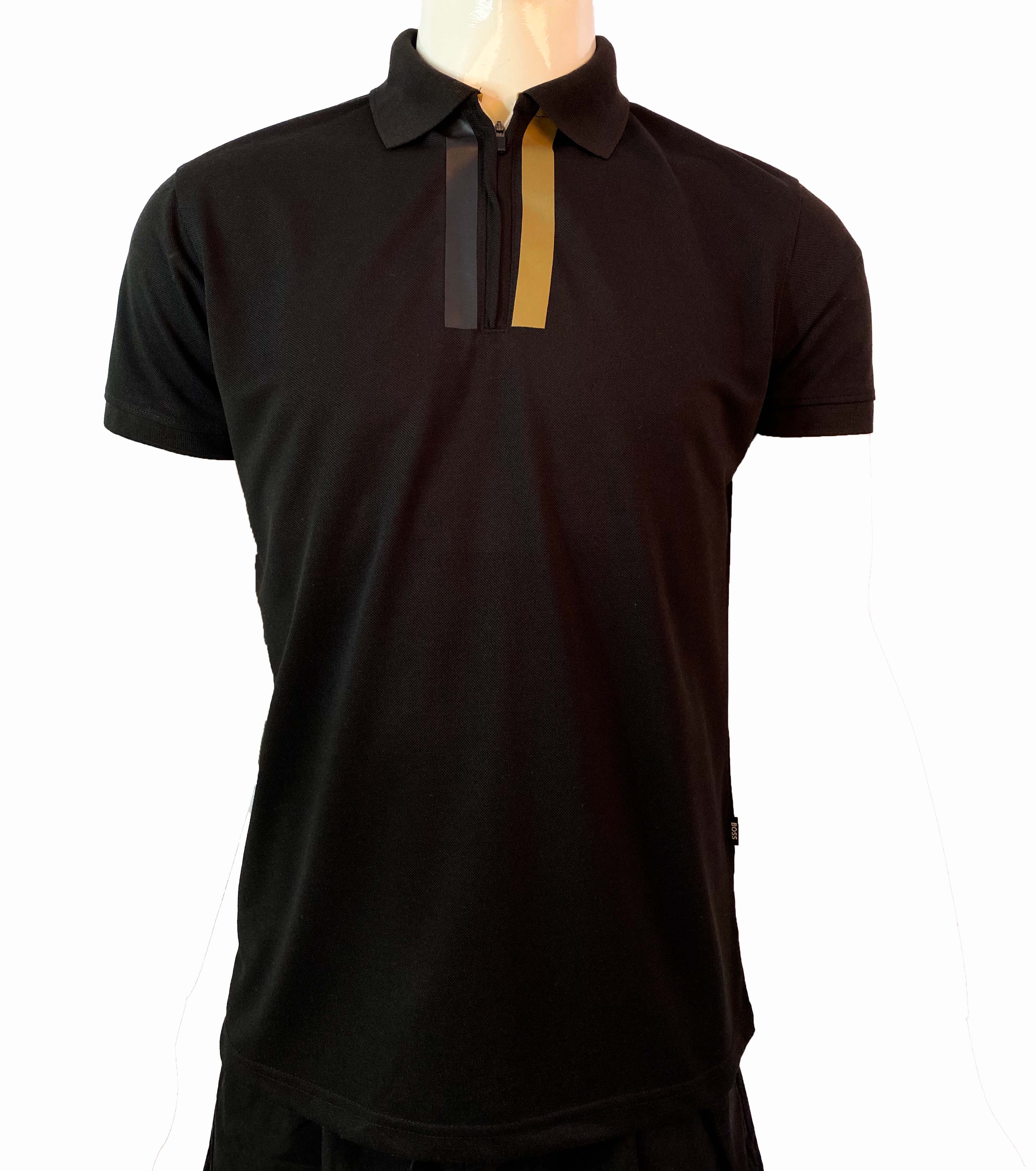 HUGO BOSS MERCERISED-COTTON POLO SHIRT | BLACK