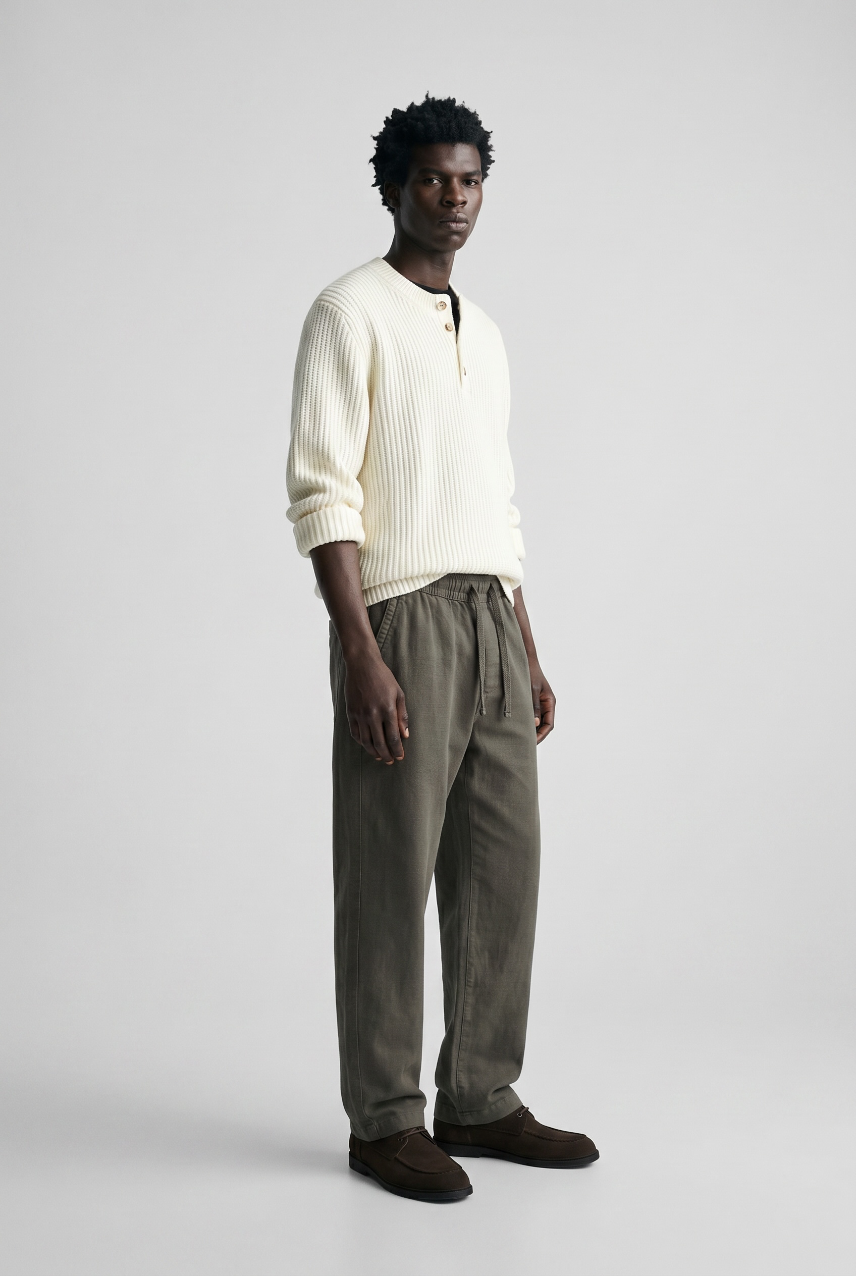 ZARA RELAXED FIT TROUSERS WITH A TEXTURED TEXTURE | TAUPE