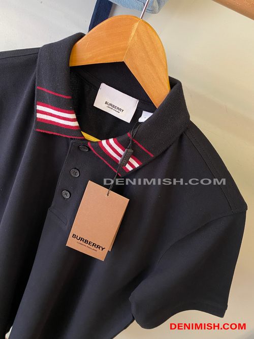 BURBERRY COTTON SILK POLO SHIRT | BLACK