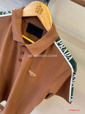 PRADA PIQUE MEN'S PLAIN TRIANGLE LOGO POLO | BROWN